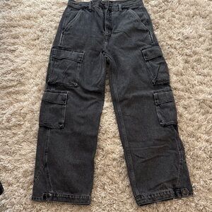 Denim Forum Black Cargo Boot Cut Pants